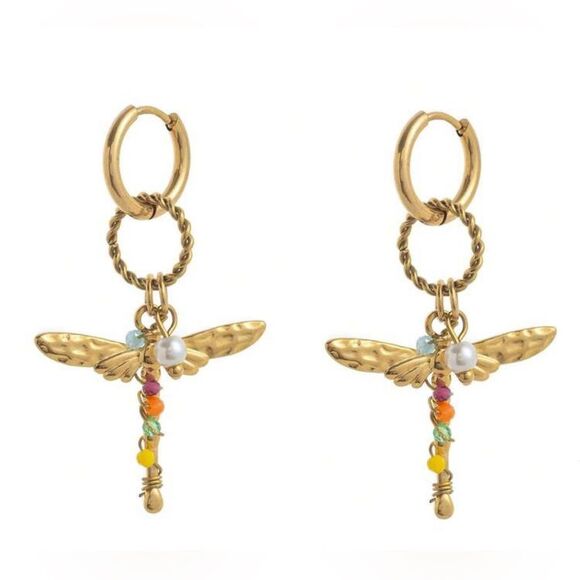 Dragonfly Earrings Q115 - Picture 2 of 6